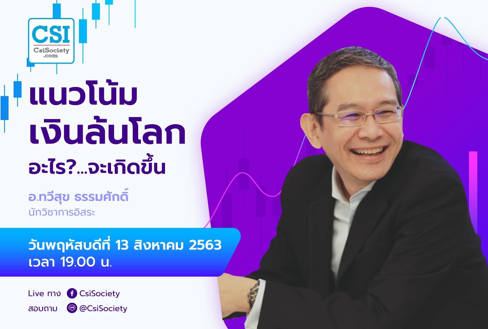 13 ส.ค. 2563 แนวโน้มเงินล้นโลก อะไร...จะเกิดขึ้น อ.ทวีสุข ธรรมศักดิ์ นักวิชาการอิสระ